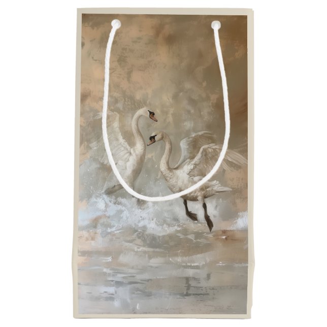 Sacola Para Presentes Pequena Cisnes - Saco do Presente (Frente)