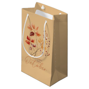 Sacola Para Presentes Pequena Citações de Outono – Folhas de Outono e Design de
