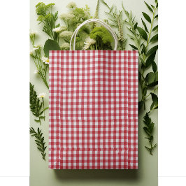 Sacola Para Presentes Pequena Classic Red & White Buffalo Check Gingham Pattern