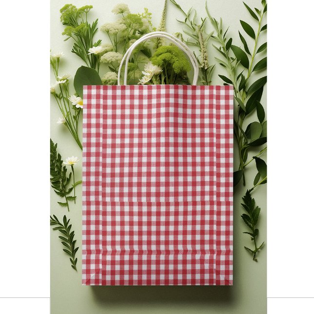 Sacola Para Presentes Pequena Classic Red & White Buffalo Check Gingham Pattern  (Criador carregado)