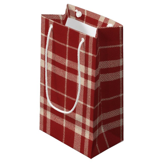 Sacola Para Presentes Pequena Claus Christmas Plaid (Frente inclinada)