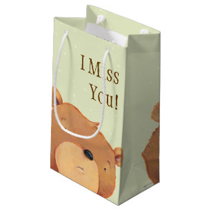 Sacola Para Presentes Pequena Close up do urso de Brown grande