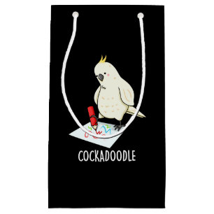 Sacola Para Presentes Pequena Cockadoodle Funny Cockatoo Pun Dark BG
