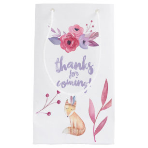 Sacola Para Presentes Pequena Cód Watercolor Boho Tribal Chá de fraldas Obrigado