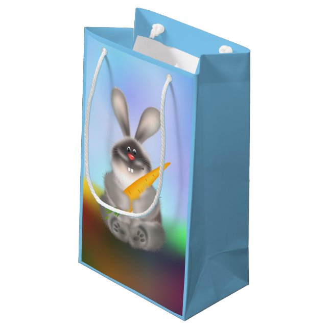 Sacola Para Presentes Pequena Coelho com Cenoura (Verso inclinado)