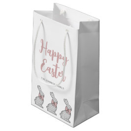 Sacola Para Presentes Pequena Coelho Rosa Fofo Feliz Páscoa