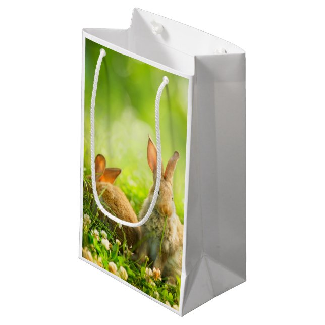 Sacola Para Presentes Pequena Coelhos da páscoa (Frente inclinada)