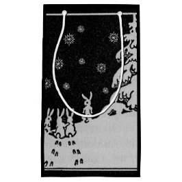 Sacola Para Presentes Pequena Coelhos e Árvore de Natal Arte Feriada de inverno