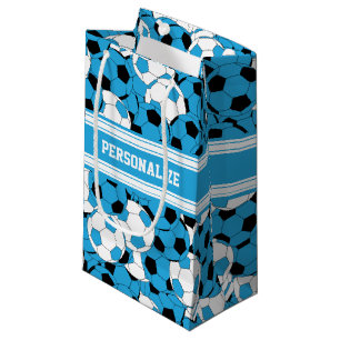 Sacola Para Presentes Pequena Colagem da bola de futebol dos azuis bebés