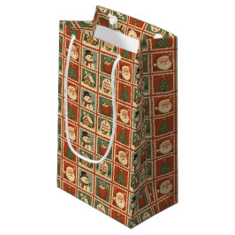 Sacola Para Presentes Pequena Colagem do Carimbo de Natal Retroativo