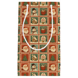Sacola Para Presentes Pequena Colagem do Carimbo de Natal Retroativo