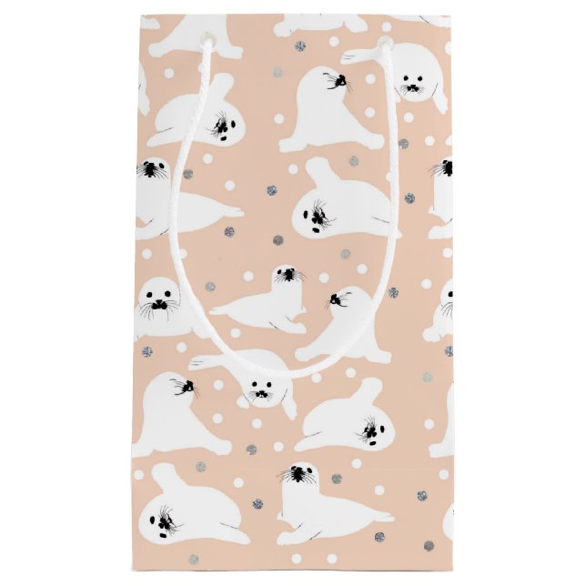 Sacola Para Presentes Pequena Coleção De Animais Árcticos - Focos (Frente)