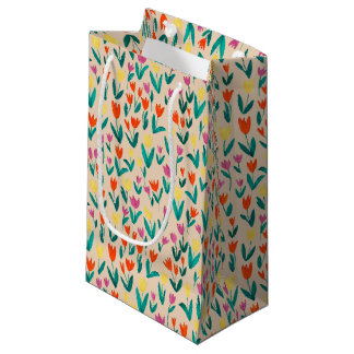 Sacola Para Presentes Pequena Colorful Tulip Pattern Cute Floral Spring