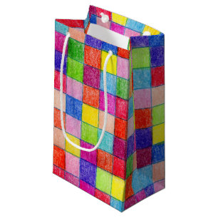 Sacola Para Presentes Pequena Colorido Em Quadrados De Papel Gráfico