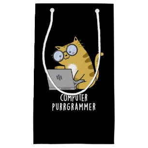 Sacola Para Presentes Pequena Computador Purr-grammer Gato Engraçado Gato Pun Es