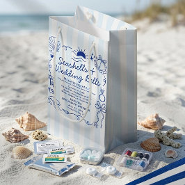 Sacola Para Presentes Pequena Conchas Marinhas & Sininhos de Casamento Kit de Re