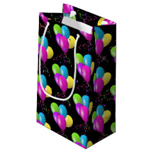 Sacola Para Presentes Pequena confete de aniversário colorido em balões