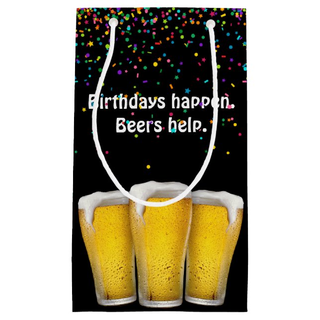 Sacola Para Presentes Pequena Confetti Birthday Beers (Frente)