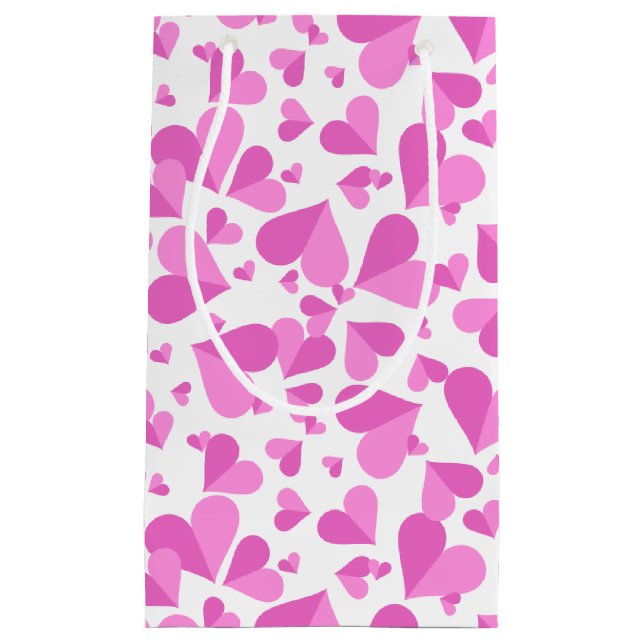 Sacola Para Presentes Pequena Confetti Hearts Pink (Frente)
