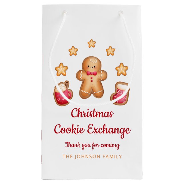 Sacola Para Presentes Pequena Cookie de Natal Trocando Gingerbird (Verso)
