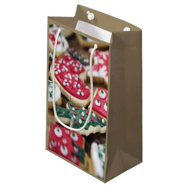 Sacola Para Presentes Pequena Cookies de Natal (Frente inclinada)