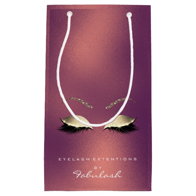 Sacola Para Presentes Pequena CopperGold Glitter Makeup Lashes Beauty Brandin (Frente)