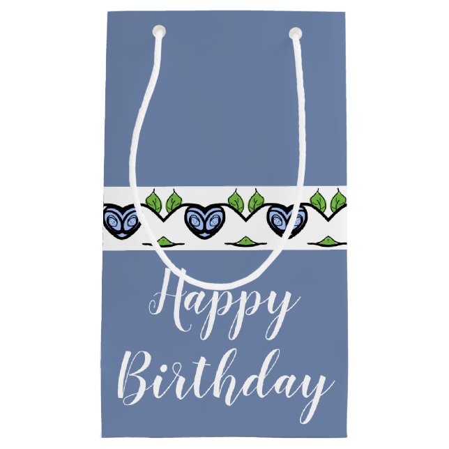 Sacola Para Presentes Pequena Coração Azul Acentuado (Frente)