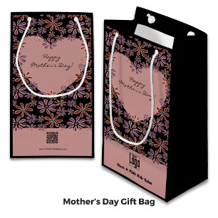 Sacola Para Presentes Pequena Coração de Flores Promocional Feliz Dia das Mães