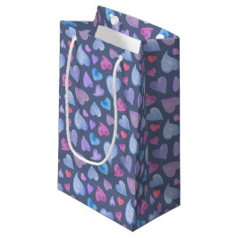 SACOLA PARA PRESENTES PEQUENA CORAÇÕES DE COR DA ÁGUA DO PINCO AZUL