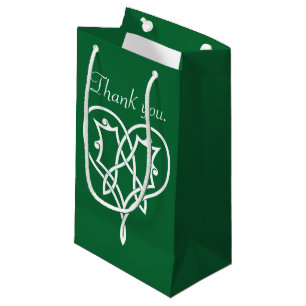 Sacola Para Presentes Pequena Corações de Tecido Celta em Saco de Presente Verde