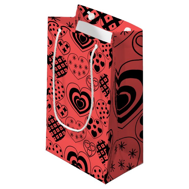 Sacola Para Presentes Pequena Corações Repetitivos (Frente inclinada)