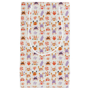 Sacola Para Presentes Pequena Coral Crab Watercolor Amigos do Mar do Cáucaso