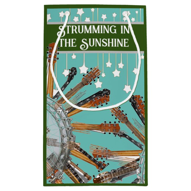 SACOLA PARA PRESENTES PEQUENA CORDAS DE GUITAR NO SOL (Verso)