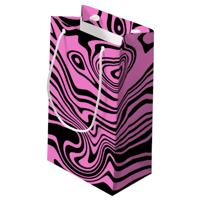 Sacola Para Presentes Pequena Cores Personalizadas Ondas de Presente - Rosa (Verso inclinado)