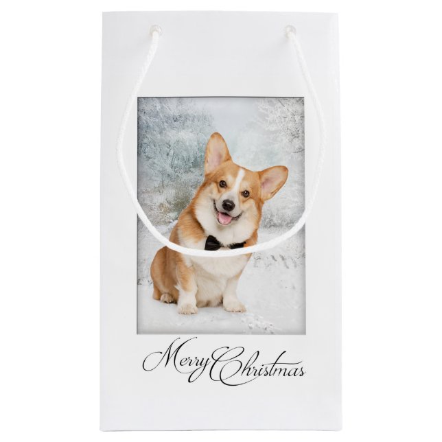 Sacola Para Presentes Pequena Corgi Christmas Gift Bag (Verso)