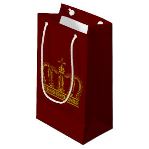 Sacola Para Presentes Pequena Coroa dourada + seus fundo & ideias