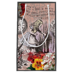Sacola Para Presentes Pequena Cortina de nonsense da Alice no país das maravilha