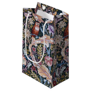 Sacola Para Presentes Pequena Coruja e Flores, William Morris