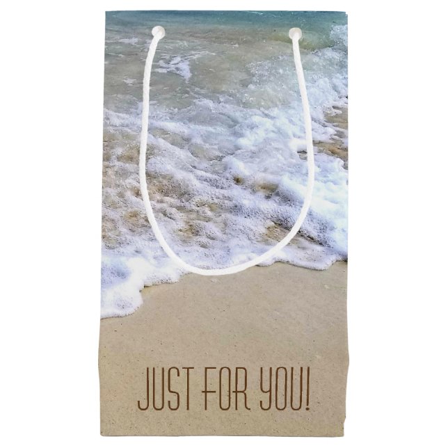 Sacola Para Presentes Pequena costa tropical com surf congelado (Frente)