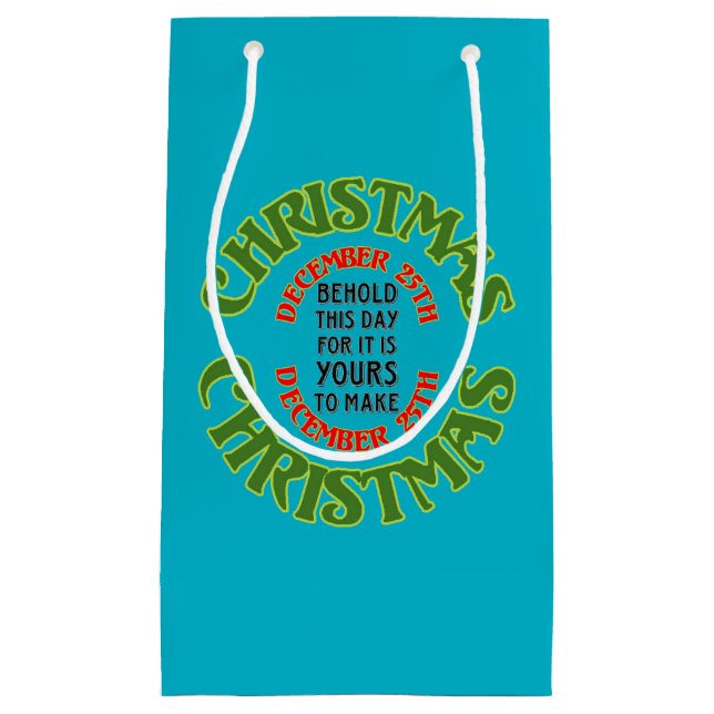 Sacola Para Presentes Pequena Cotação 25 de dezembro de Red and Green (Frente)