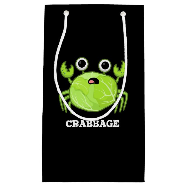 Sacola Para Presentes Pequena Crabbage Funny Cabbage Caranguejo Pun Dardo BG (Frente)