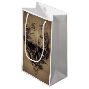 Sacola Para Presentes Pequena Crânio do tatuagem sobre o papel do vintage