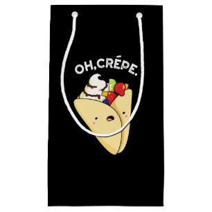 Sacola Para Presentes Pequena Crepe Engraçado Comida Pun Dark BG