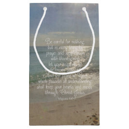 Sacola Para Presentes Pequena Cristão da praia do verso da bíblia da paz do 4:13