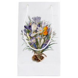 Sacola Para Presentes Pequena Crocus Primavera Fllower Arte Botânica