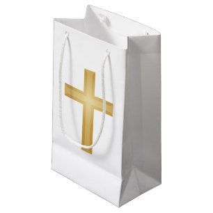 Sacola Para Presentes Pequena Cruz Dourada