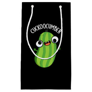 Sacola Para Presentes Pequena Cuckoocumber Funny Veggie Cucumber Pun Dark BG