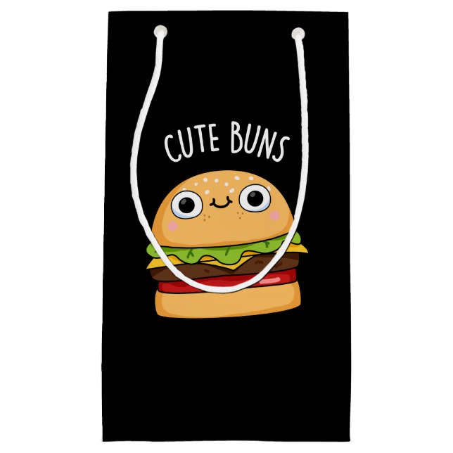 Sacola Para Presentes Pequena Cute Buns Engraçado Burger Escuro BG (Frente)