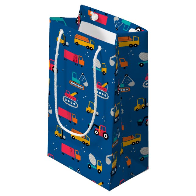 Sacola Para Presentes Pequena Cute Contruction Movers Pattern (Frente inclinada)