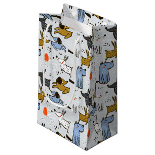 Sacola Para Presentes Pequena Cute Doodle Dog Pattern